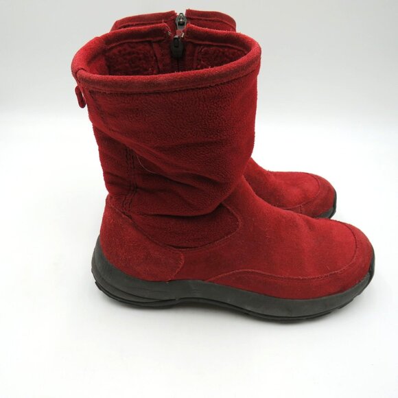 L.L.Bean Boots Womens Size 6.5 Red Suede Fleece Lined Side Zip Winter Snow Warm - Picture 2 of 10